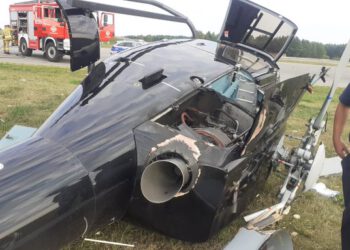 Wypadek śmigłowca na torze w Jastrzębiu