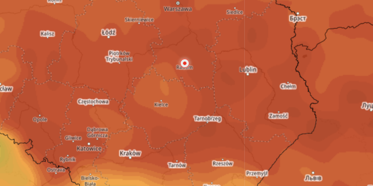 Radom wyrównał sierpniowy rekord temperatury w Polsce!